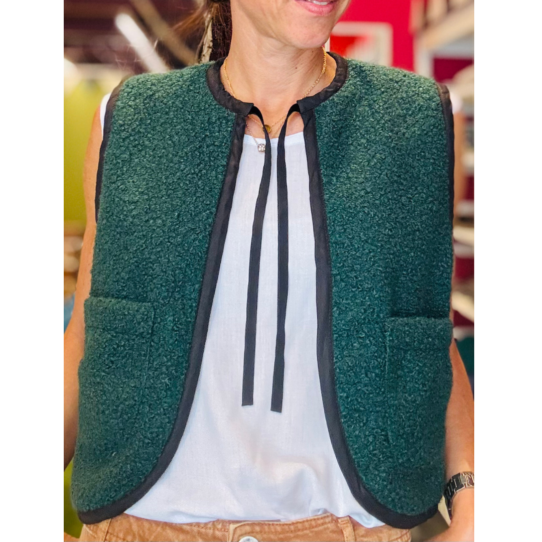 Gilet Reversibile in Lana Bouclè