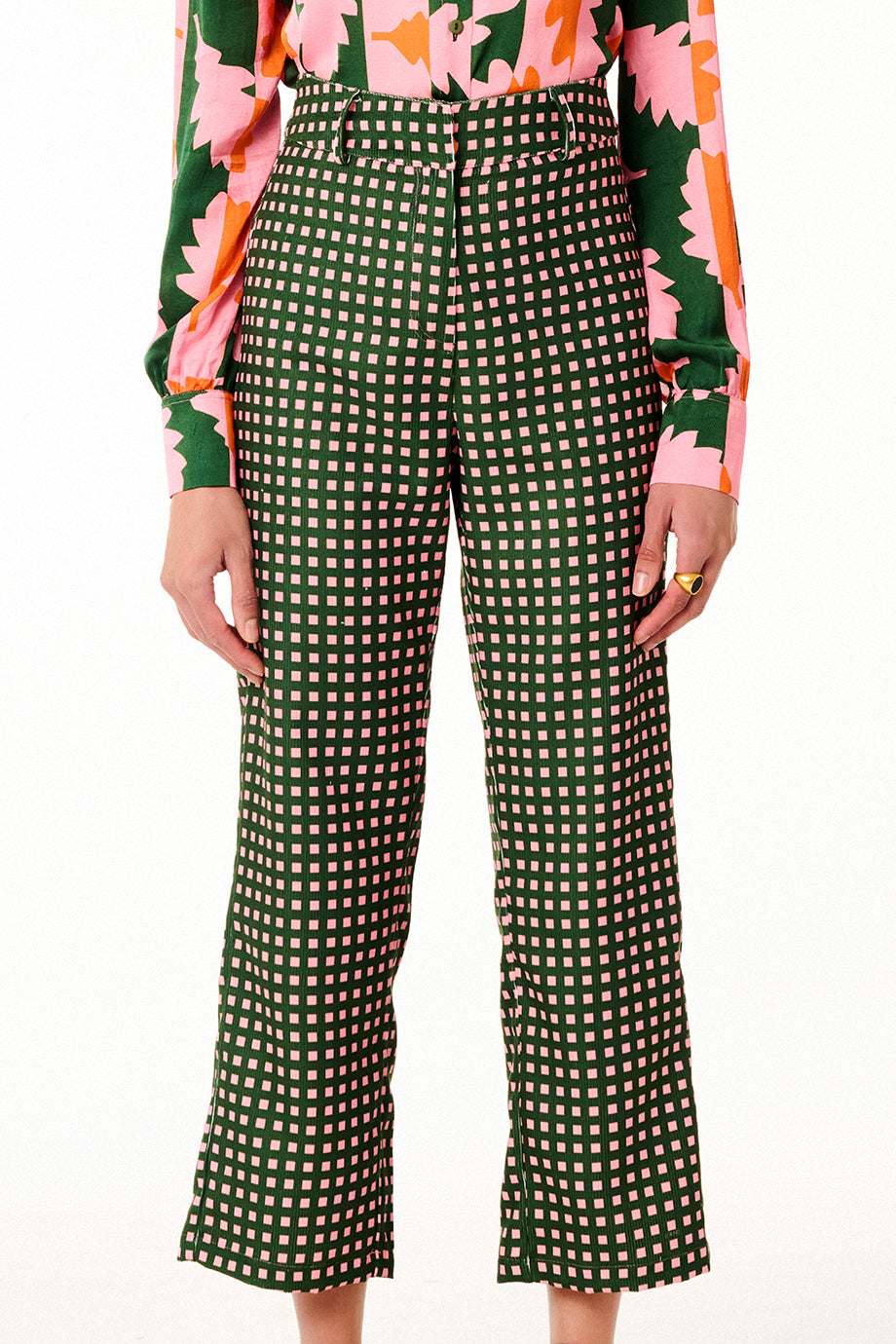 Pantaloni in Velluto Square Pink
