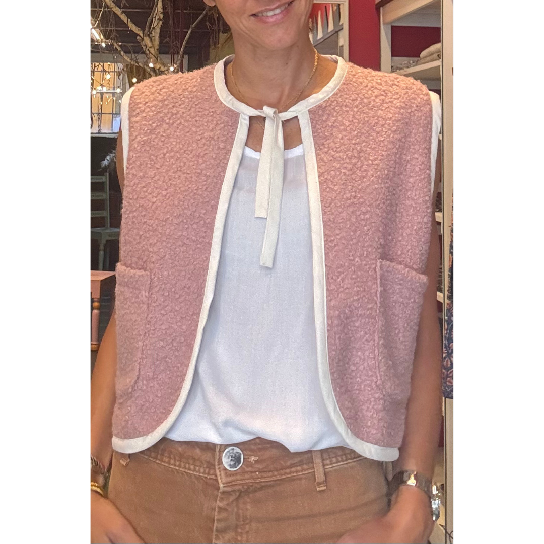 Gilet Reversibile in Lana Bouclè