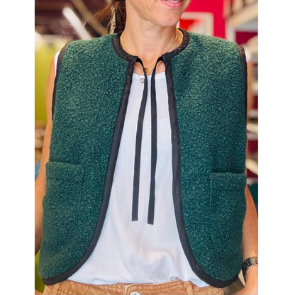 Gilet Reversibile in Lana Bouclè