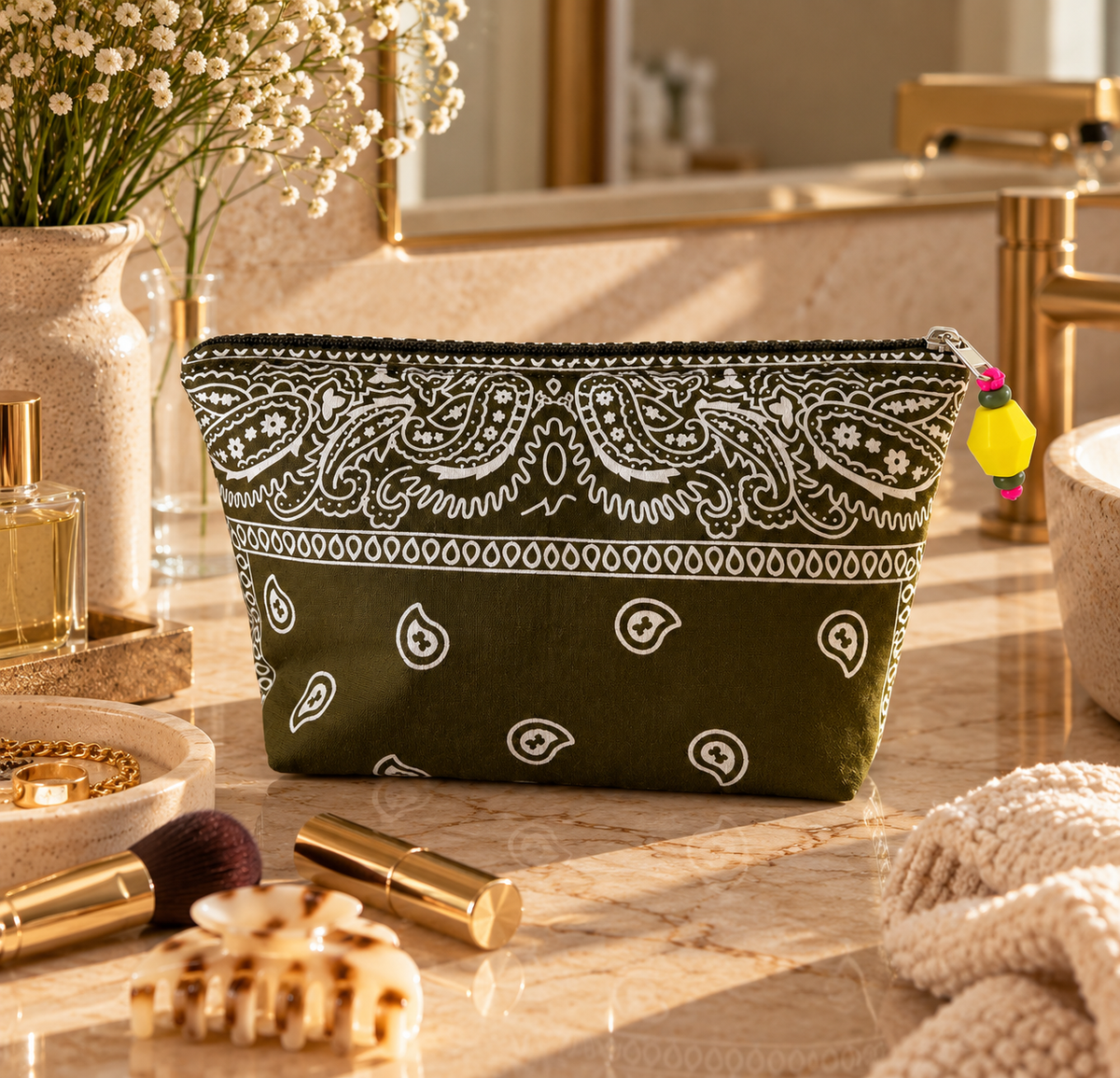 Bandana Beauty Case in Olive Green