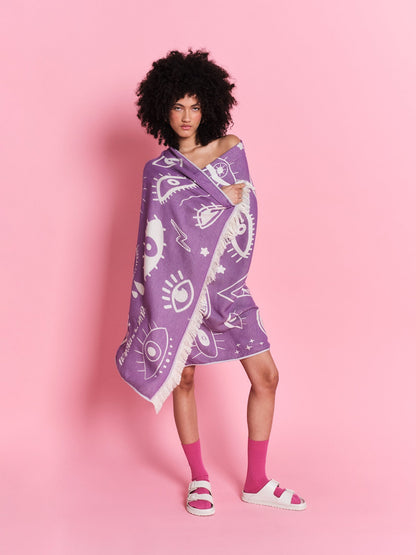 Feather Beach Towel – Electric Eyes | Sun of a Beach